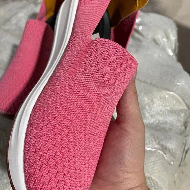 Breathable slip-on sneakers for women with non-slip sole and flexible knit upper Lune London