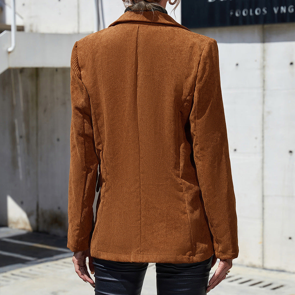 Corduroy jacket for women with double-breasted design and practical side pockets Lune London