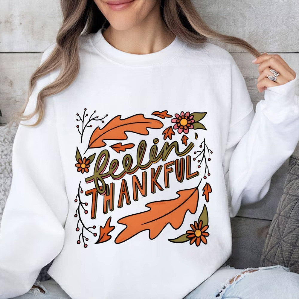 Sweat-shirt femme avec motif automnal coloré et lettrage inspirant Chic & Stil