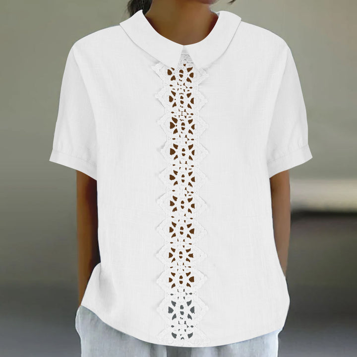 Short sleeve blouse for women with lace insert Lune London