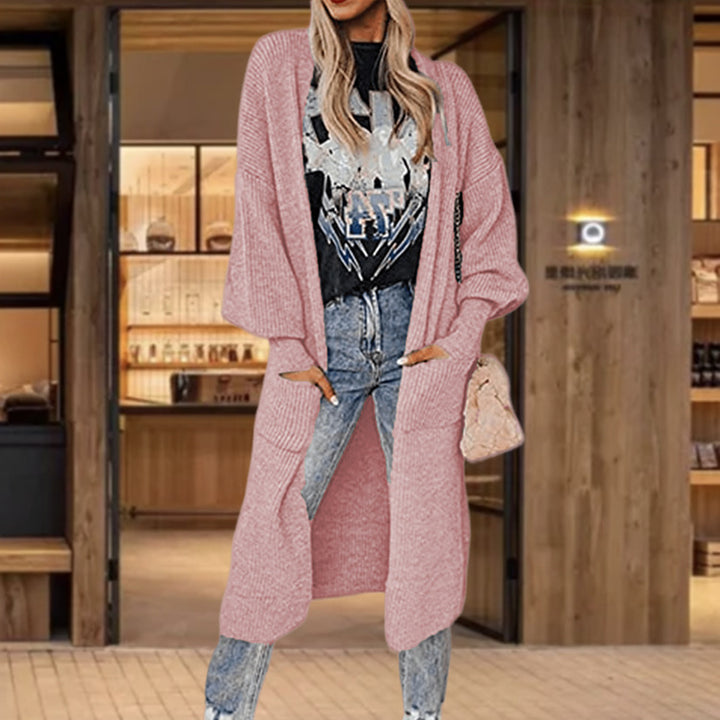Knitted cardigan for women with wide sleeves and practical inset pockets Lune London