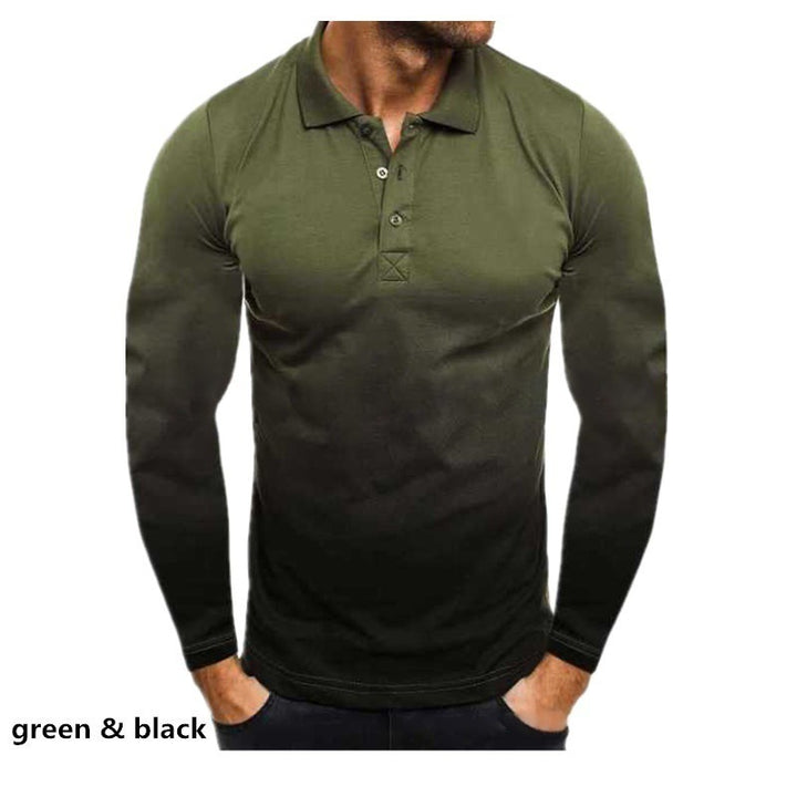 Men's long sleeve polo with a modern gradient of colors and performance material Lune London
