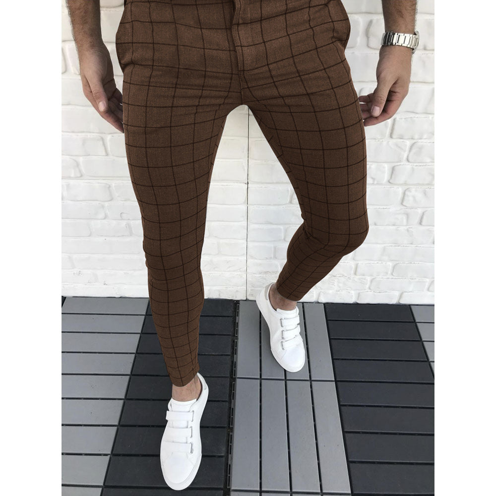Men's Checkered Suit Pants In Slim Fit Style Lune London