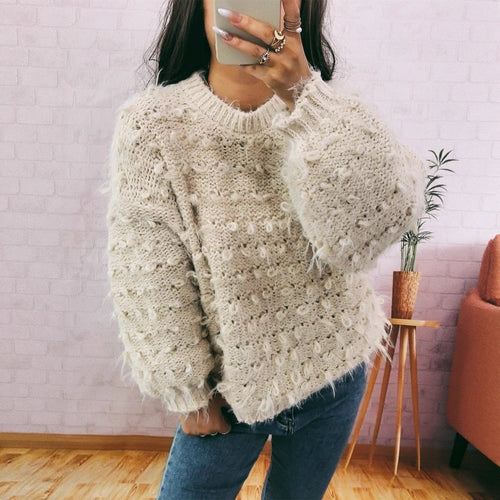 Lune London | Women casual oversized sweater made of textured material with unique design