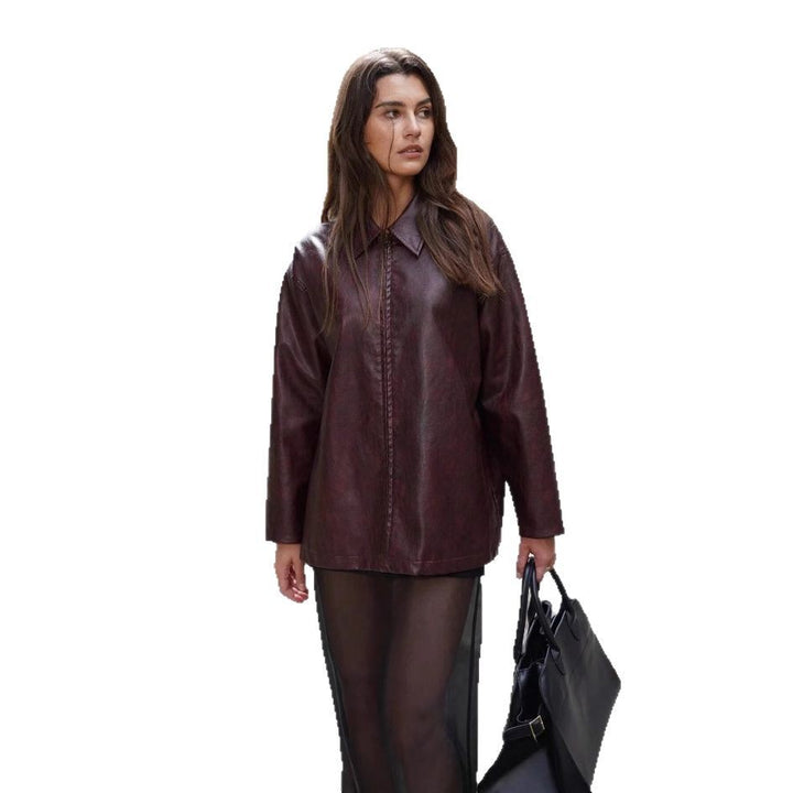 Casual faux leather jacket for women with structured design Lune London
