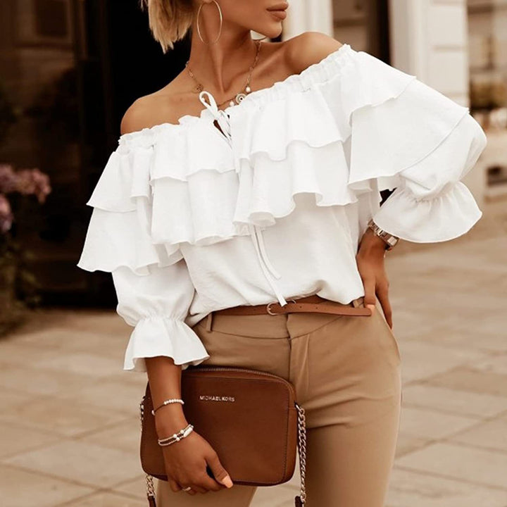 Women Off-Shoulder Blouse with Chic Ruffle Design and Style