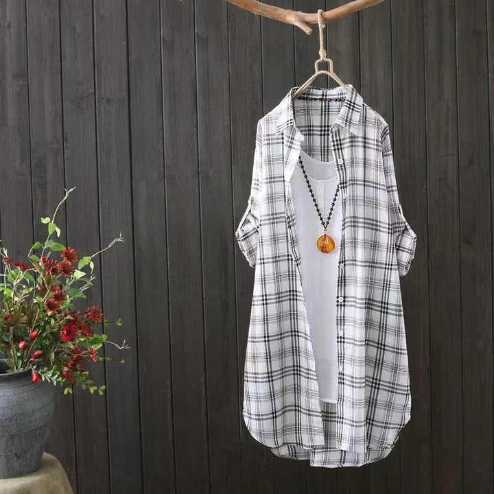 Light plaid patterned overlay shirt for women Lune London