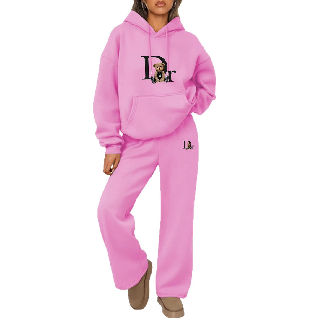 Women's casual hoodie suit with a charming bear motif and comfortable fit Chic & Stil