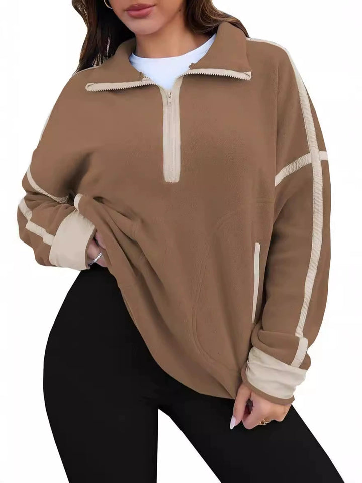 Fleece sweater for women with zip Lune London