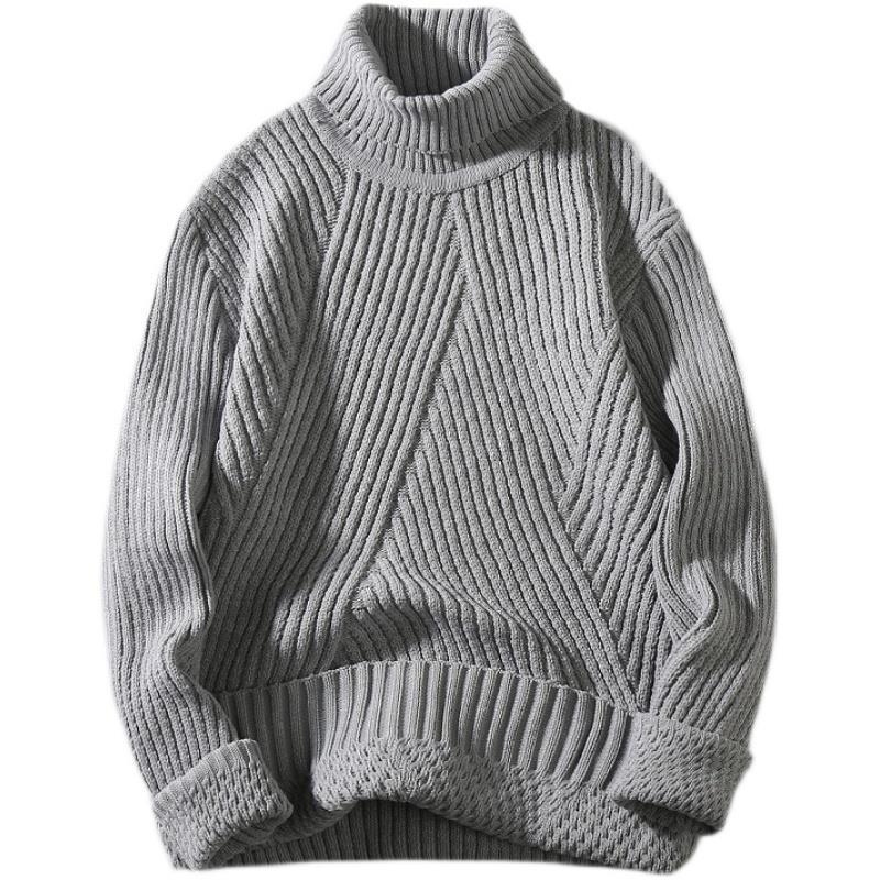 Chunky knit turtleneck sweater for women with an elaborate textured pattern Lune London