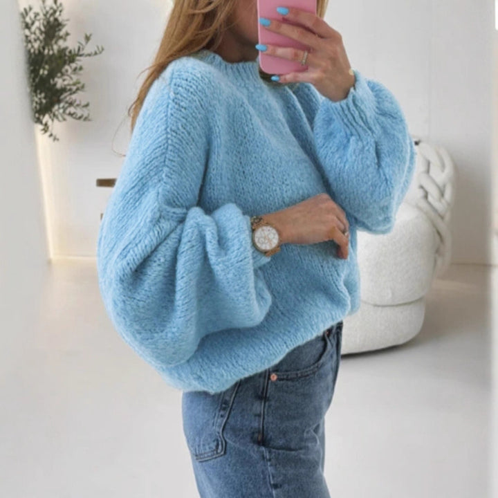 Pull femme douillet avec des manches volumineuses et un design texturé Lune London