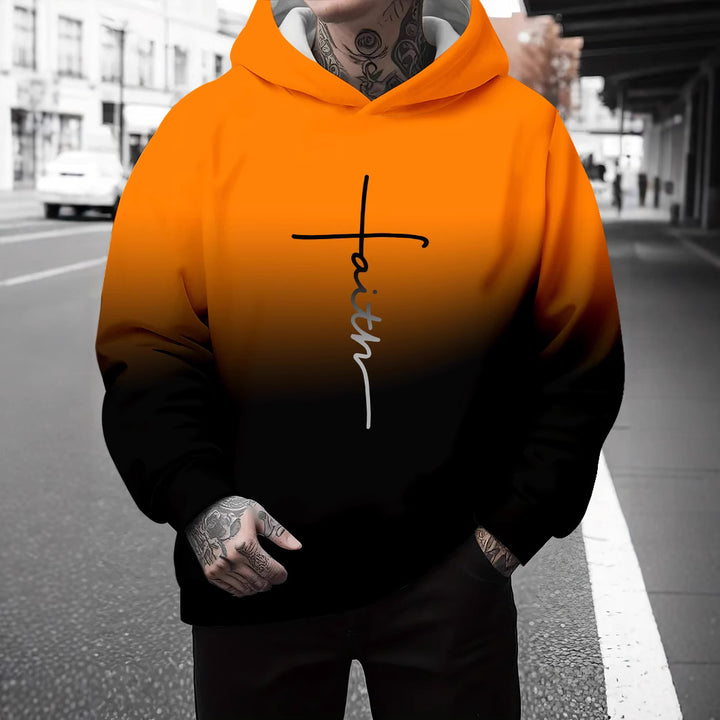 Men's hoodie with a subtle gradient of colors and an inspiring inscription Lune London