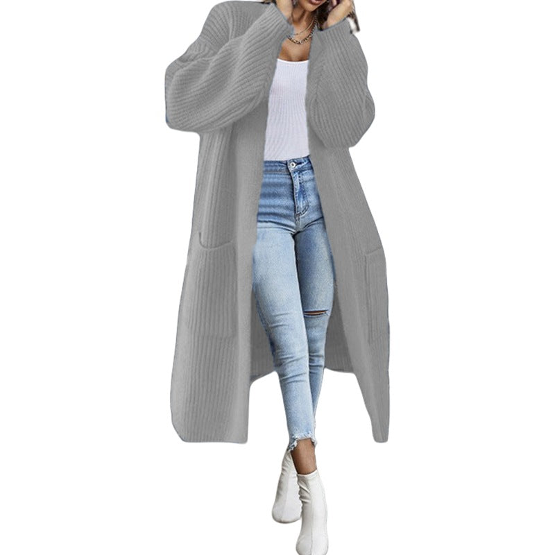 Cardigan femme en tricot épais avec poches et design à ouverture frontale Chic & Stil