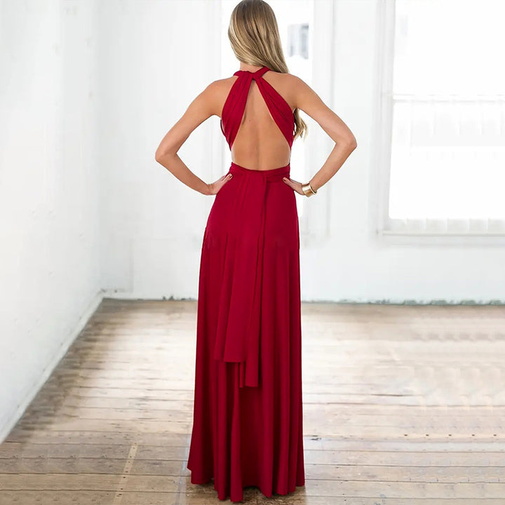 Robe maxi femme avec un design élégant enroulé et une coupe ajustée Chic & Stil