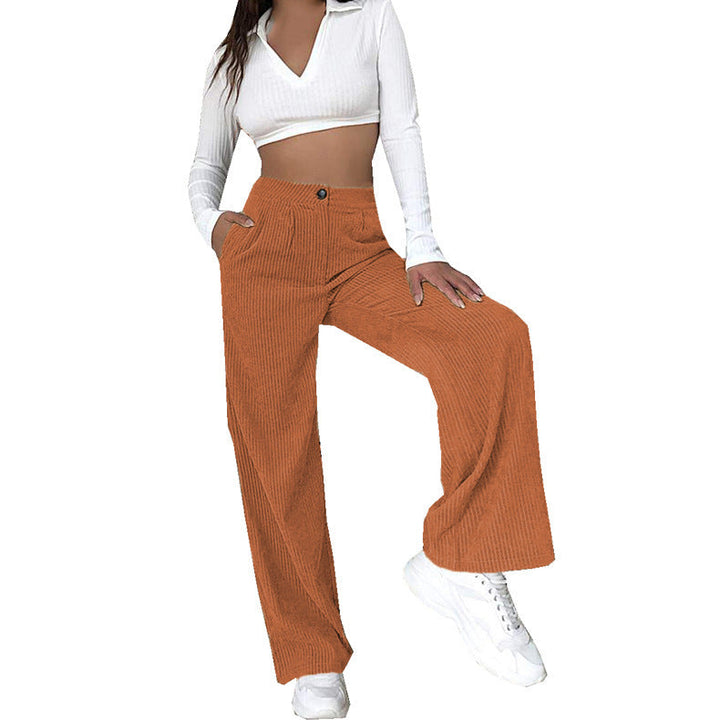 Women High-Quality Corduroy Pants with Wide Leg and High Waist Lune London