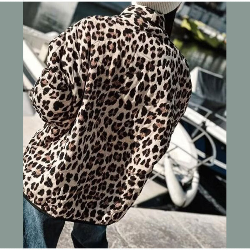 Plus size ladies blazer with animal print and chic elegant accents