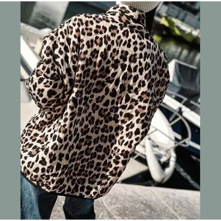 Plus size ladies blazer with animal print and chic elegant accents