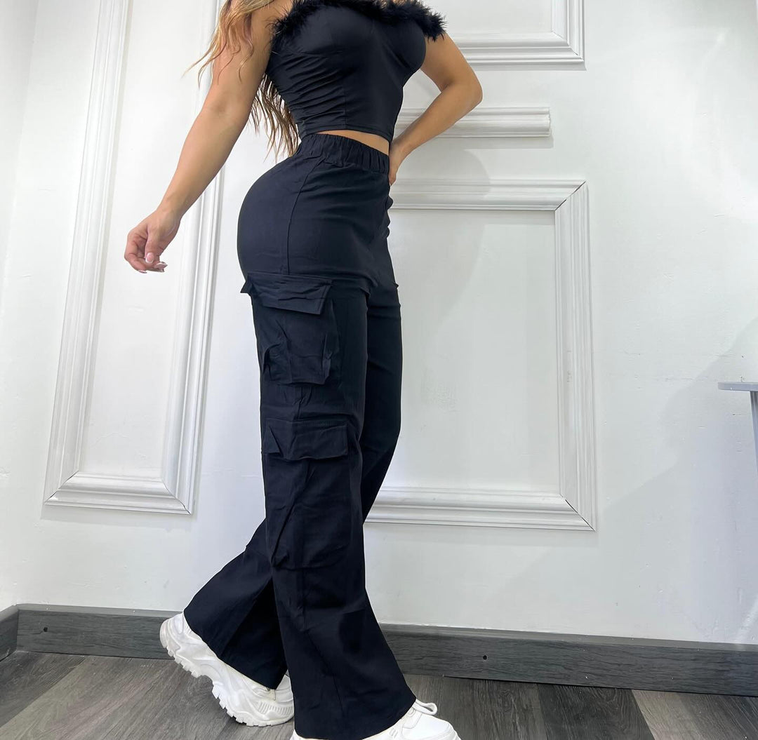 Pantalon cargo pour femmes avec poches latérales Lune London
