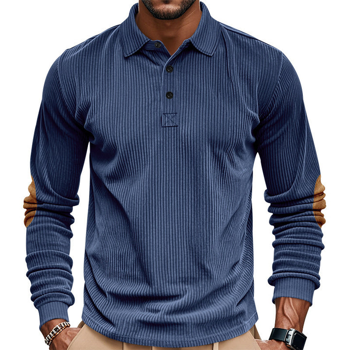 Men's long-sleeve shirt in textured material with fashionable elbow patches Lune London