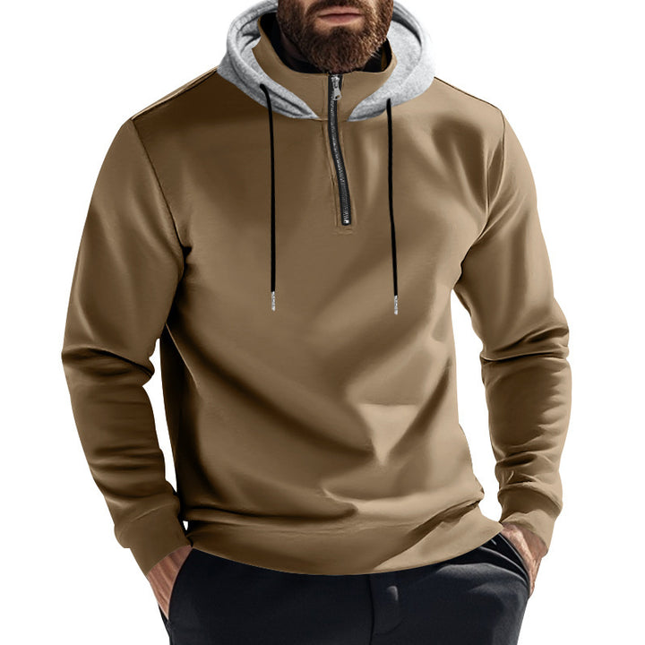 Men's sporty hoodie with half-zip and modern hood construction Lune London