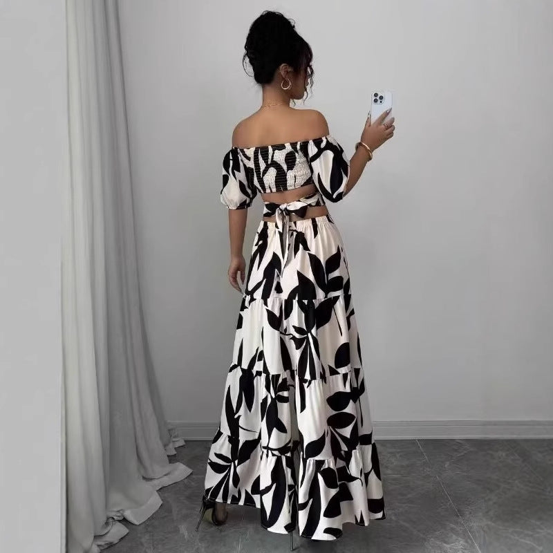 Maxi dress for women with floral cutout and ruffle details Lune London