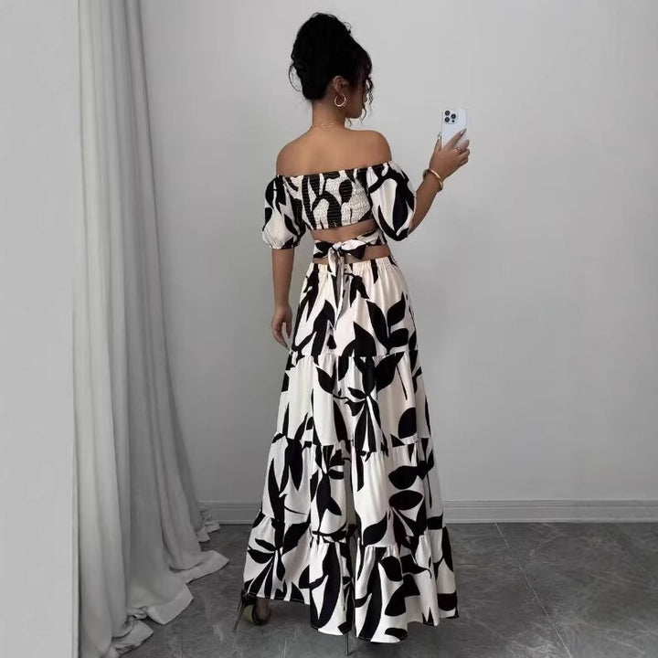 Maxi dress for women with floral cutout and ruffle details Lune London