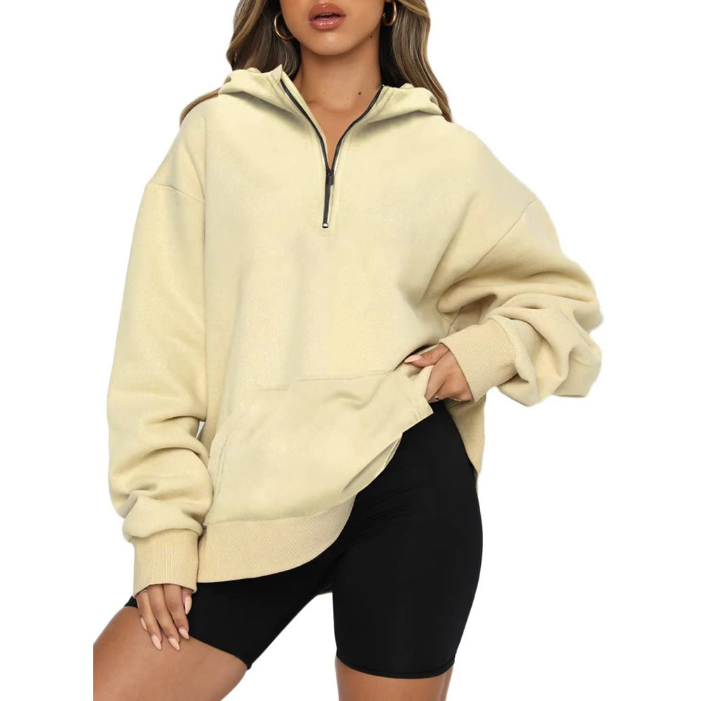 Oversized hoodie for women with half-zip Lune London