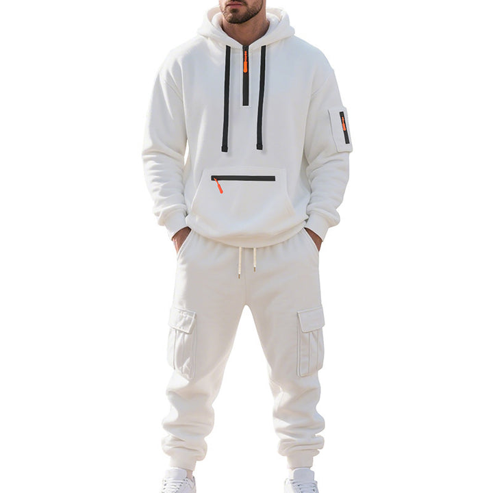 Men's functional hoodie t-shirt with practical pockets and detailed zipper Lune London
