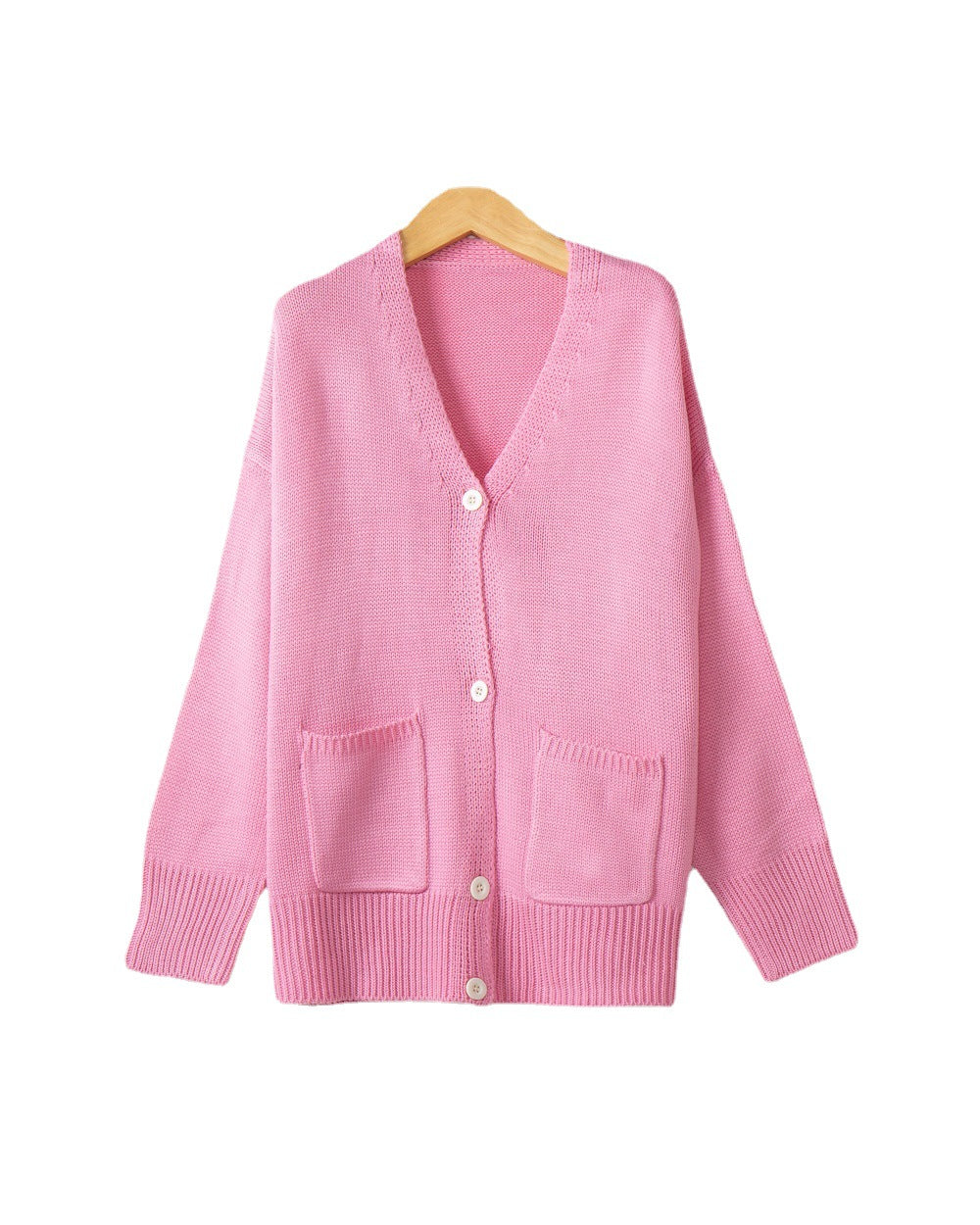 Ladies Chunky Knit Cardigan with practical pockets and V-neck Lune London