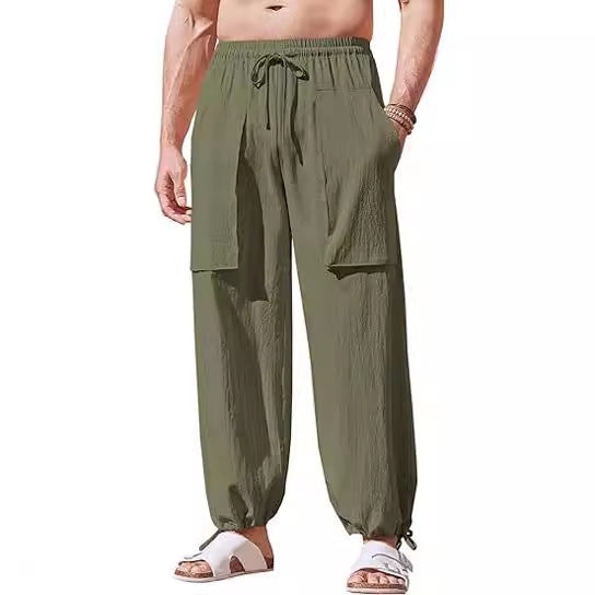 Lune London Men's Loose Summer Pants with Elastic Waist and Pockets