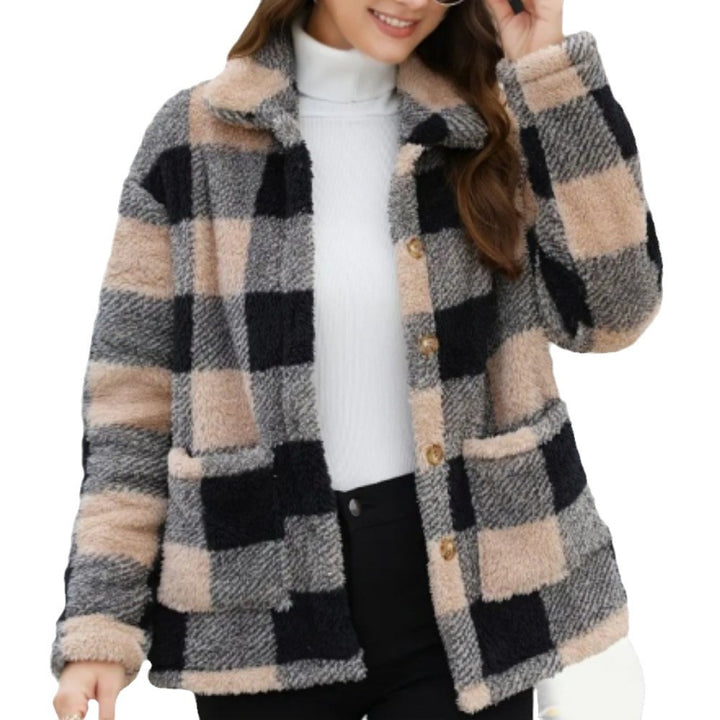 Lune London Women's Tartan Pattern Fleece Jacket
