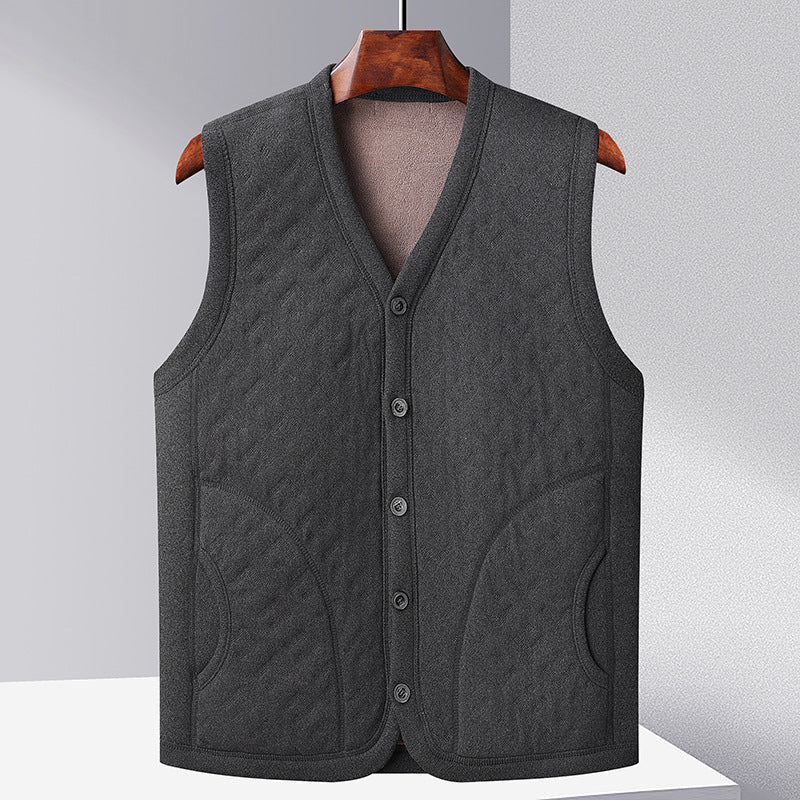 Ladies warm knitted vest with plunging V-neck and practical pockets Lune London