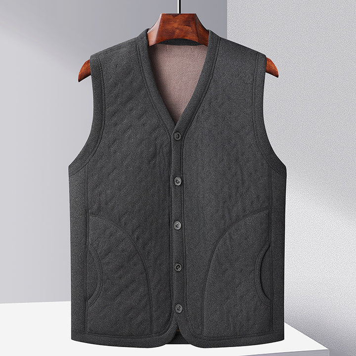 Ladies warm knitted vest with plunging V-neck and practical pockets Lune London
