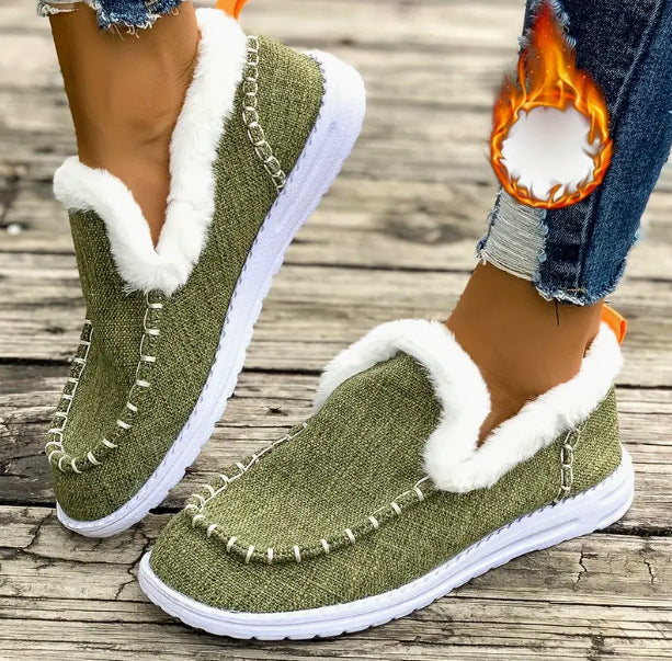 Ladies comfortable fleece slippers with non-slip sole Lune London