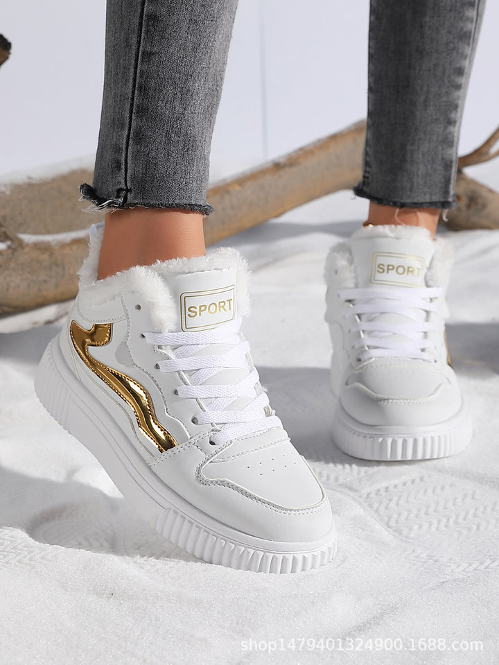 Women High-top Sneakers with Warm Fleece Lining and Non-slip Sole Lune London