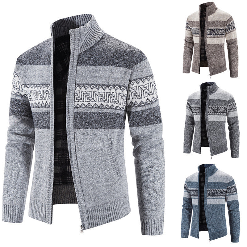 Comfortable knit jacket for men with zip collar Lune London
