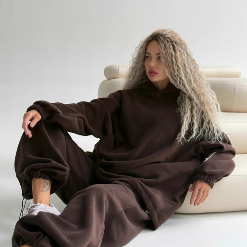 Ladies casual hoodie and loose jogger pants in soft fleece Lune London