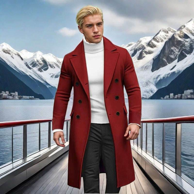 Elegant double-breasted coat for men with high collar Lune London