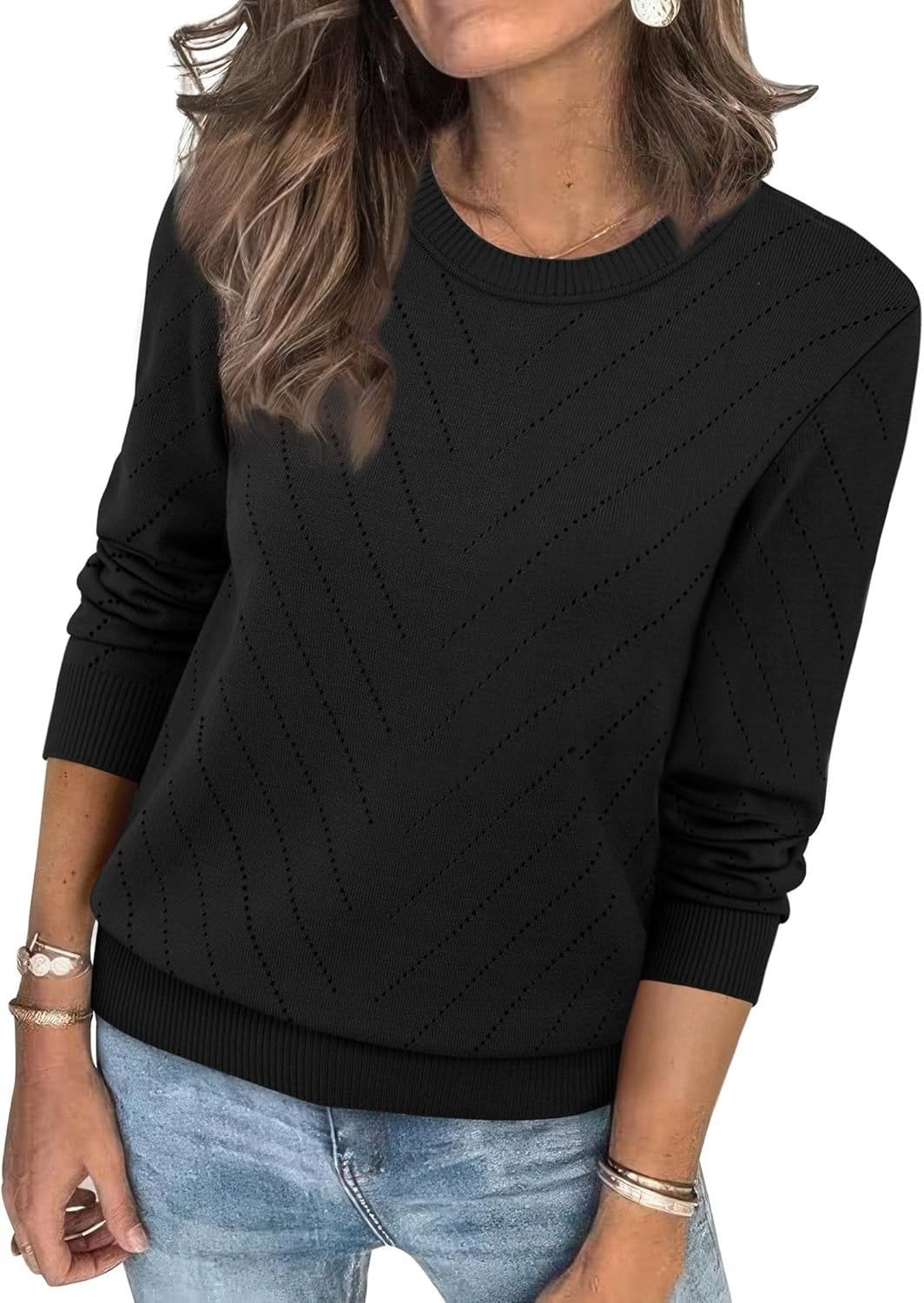 Ladies Fashion Sweater with structured zigzag pattern and relaxed fit Lune London
