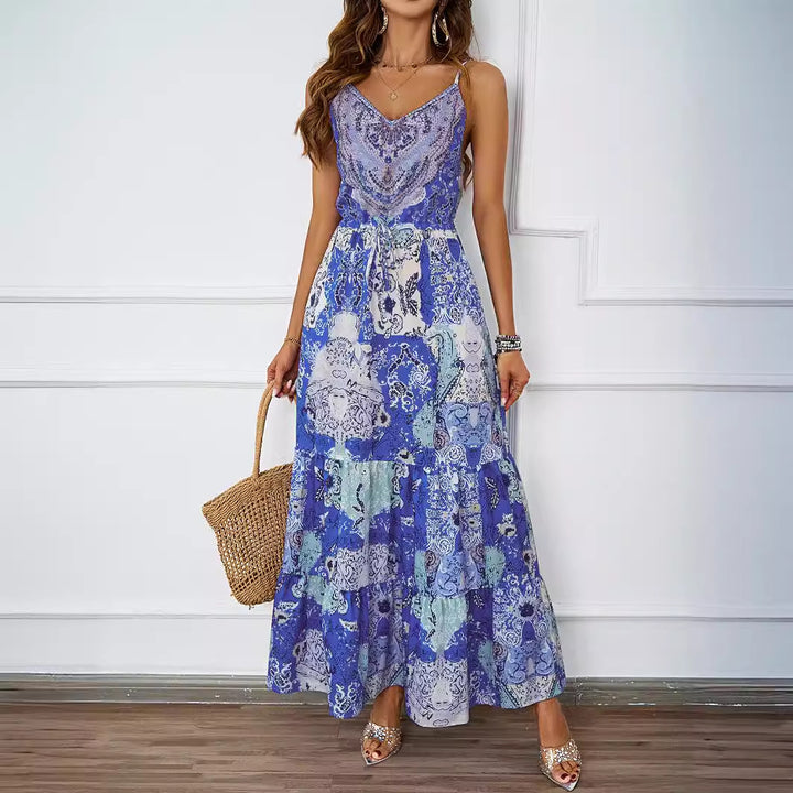 Maxi dress for women with floral pattern and side pockets Chic & Stil
