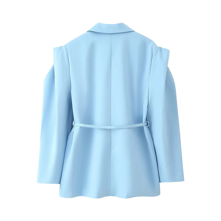 Elegant oversized blazer jacket for women with belt and shoulder pads Lune London
