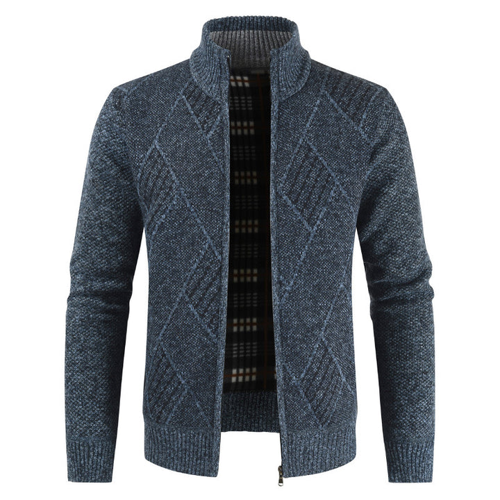 Men's knit jacket with high zip and modern pattern Lune London