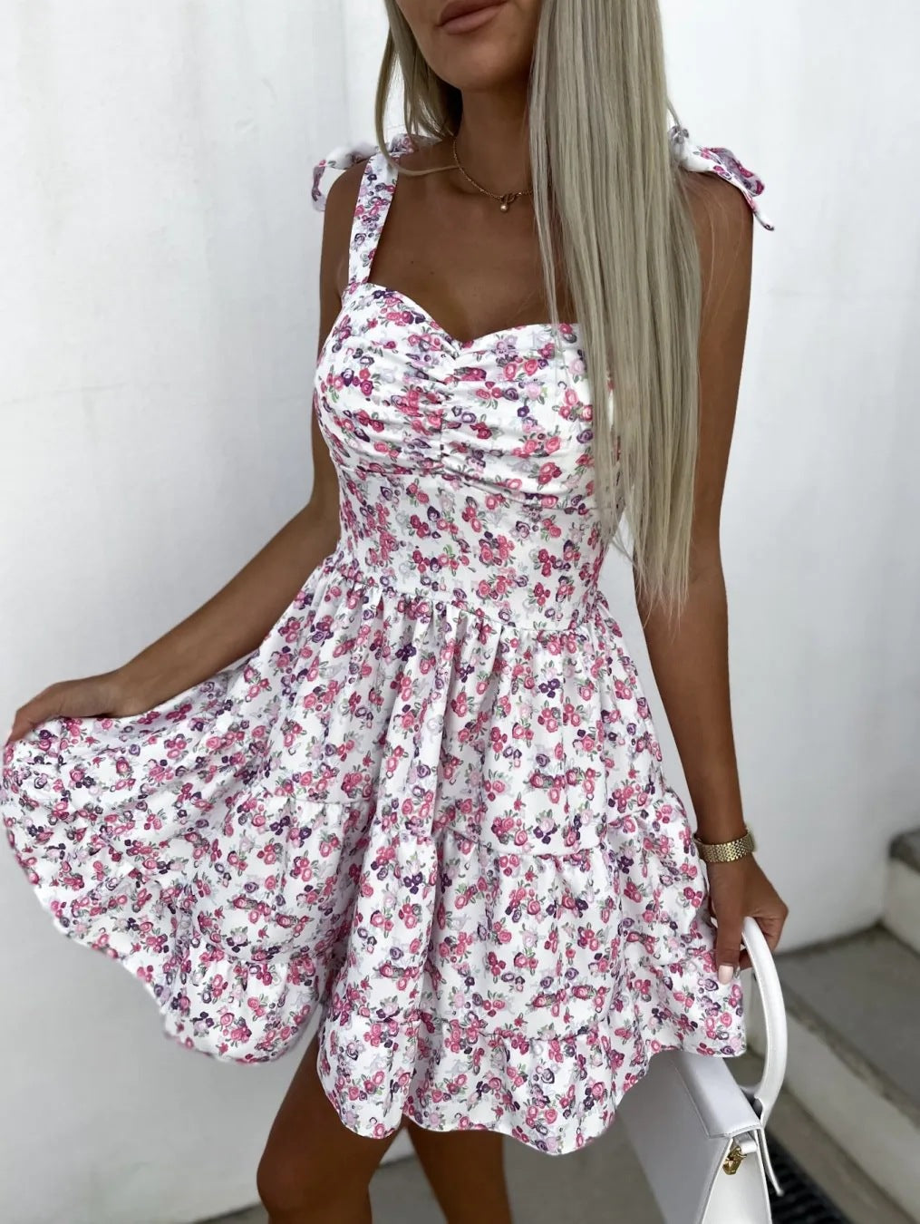 Floral A-Line Mini Dress for Women with Ruffled Hem Lune London