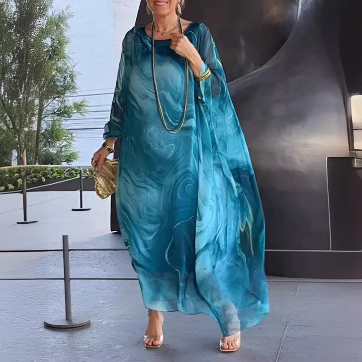 Fluid kaftan dress for women with a catchy pattern Lune London