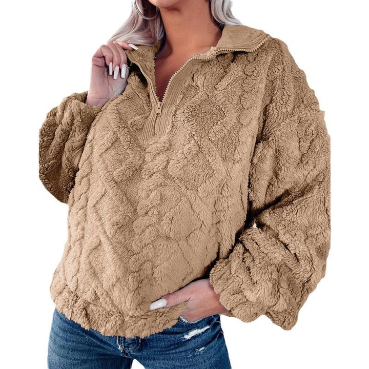 Women's fleece pullover with half-zip and structured design Lune London