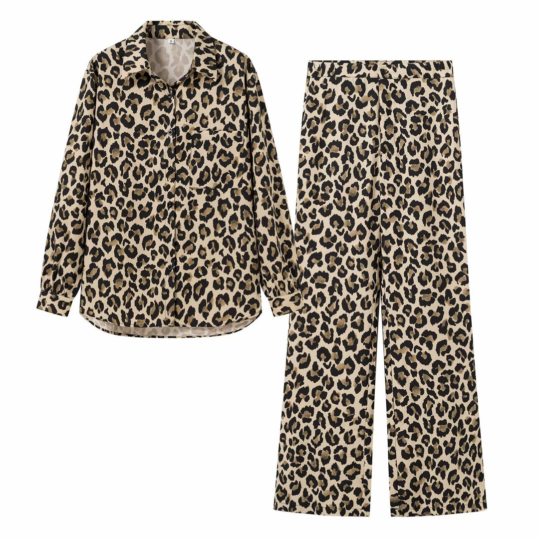 Pantalons larges en lin pour femmes avec imprimé léopard tendance Chic & Stil