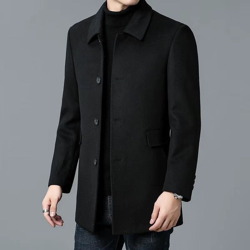 Elegant wool coat for men with textured fabric and classic cut Lune London