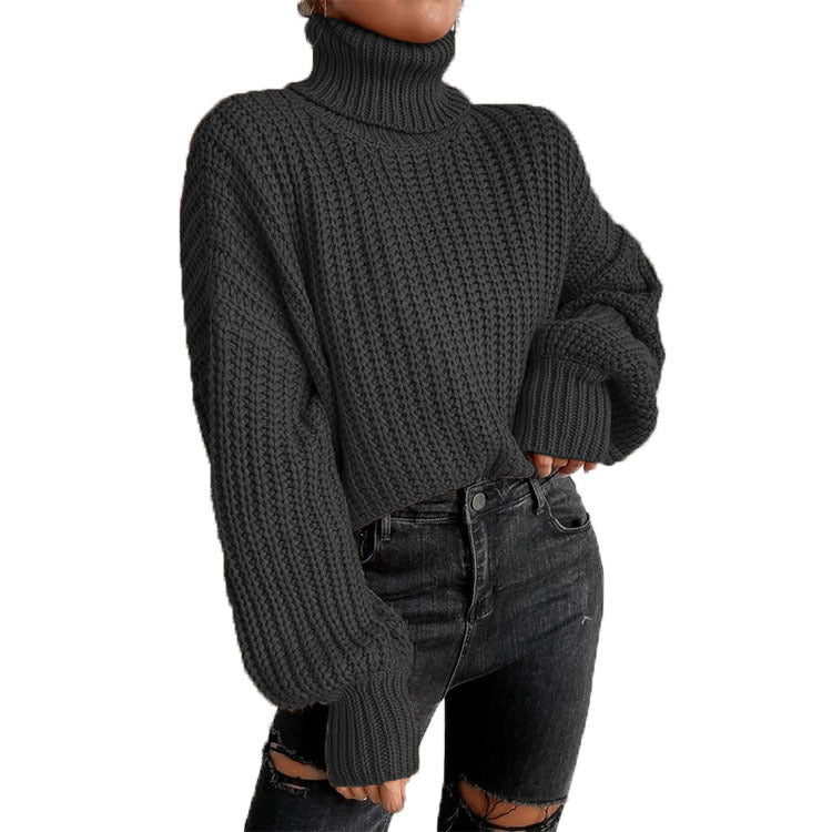 Cozy turtleneck knitted sweater for women with a structured knit pattern Lune London