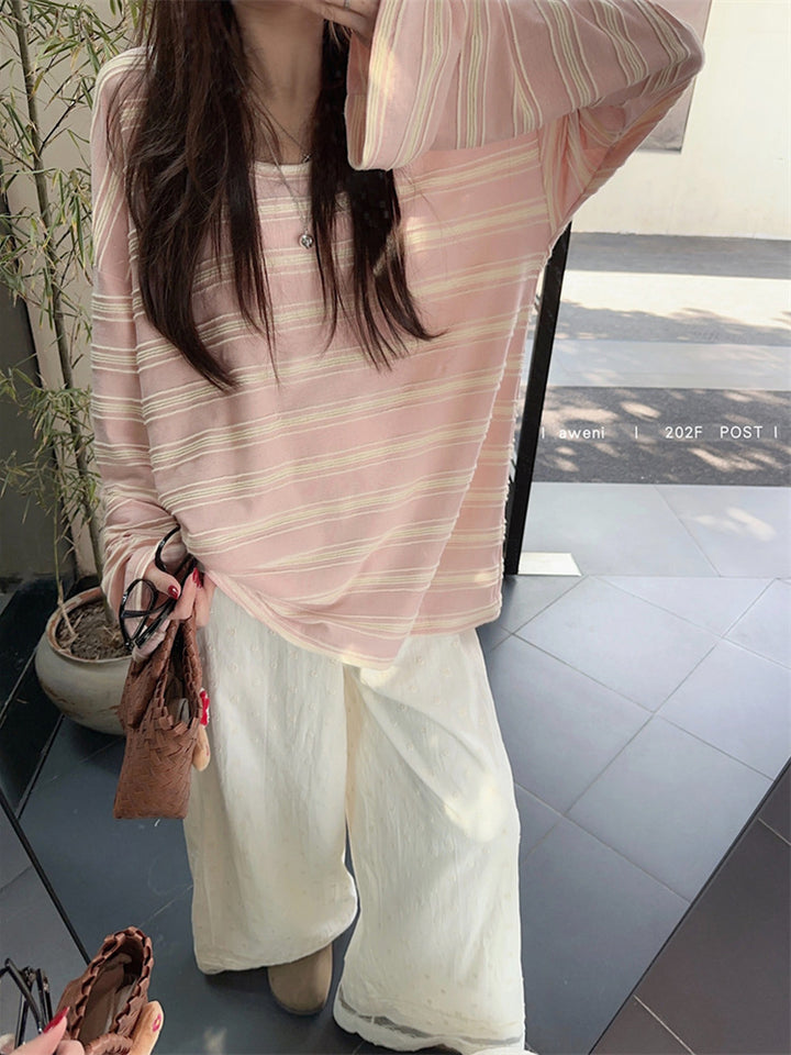 Women's Casual Long Sleeve Shirt with Fine Stripe Pattern Chic & Stil