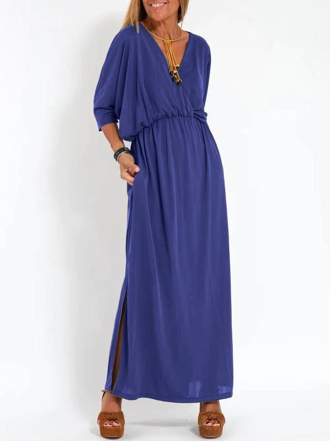 Robe maxi élégante pour femmes avec fente latérale et ceinture flexible Chic & Stil